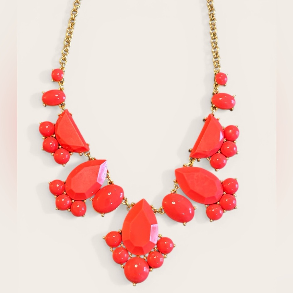 Kate Spade Coral and Gold Chunky Statement Necklace